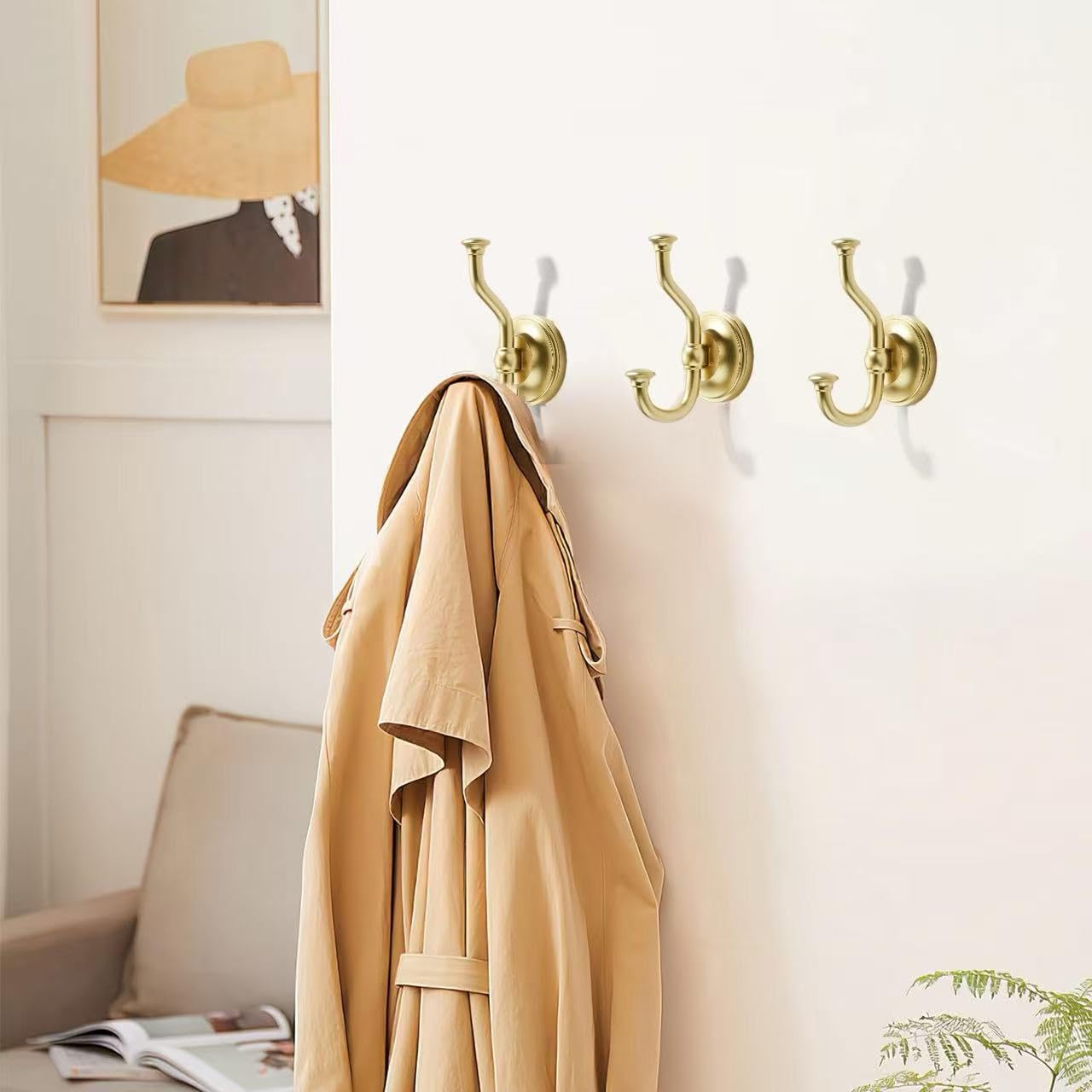 KHTUMEWARE-KH318 Brushed Gold Coat/Robe Hooks in Brushed Gold — KHTUMEWARE