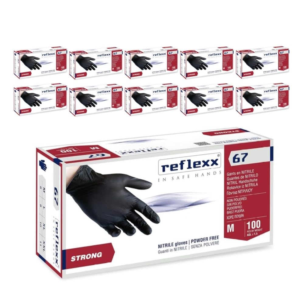 REFLEXX R67 Guanti in nitrile NERO ALTO SPESSORE 5.5 gr 1000 pz - TG M