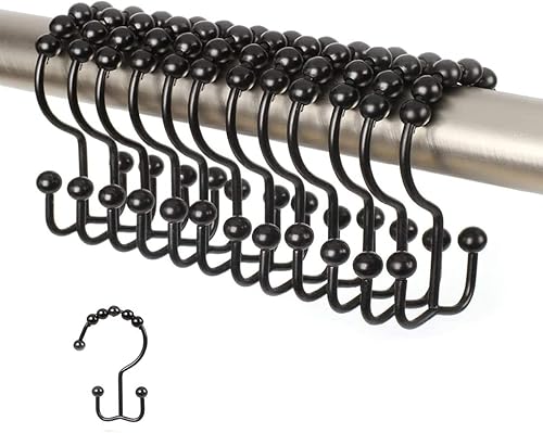 Ganchos para cortina de ducha, anillos Titanker, rodillos de acero inoxidable de doble deslizamiento, ganchos extra anchos para cortinero de ducha