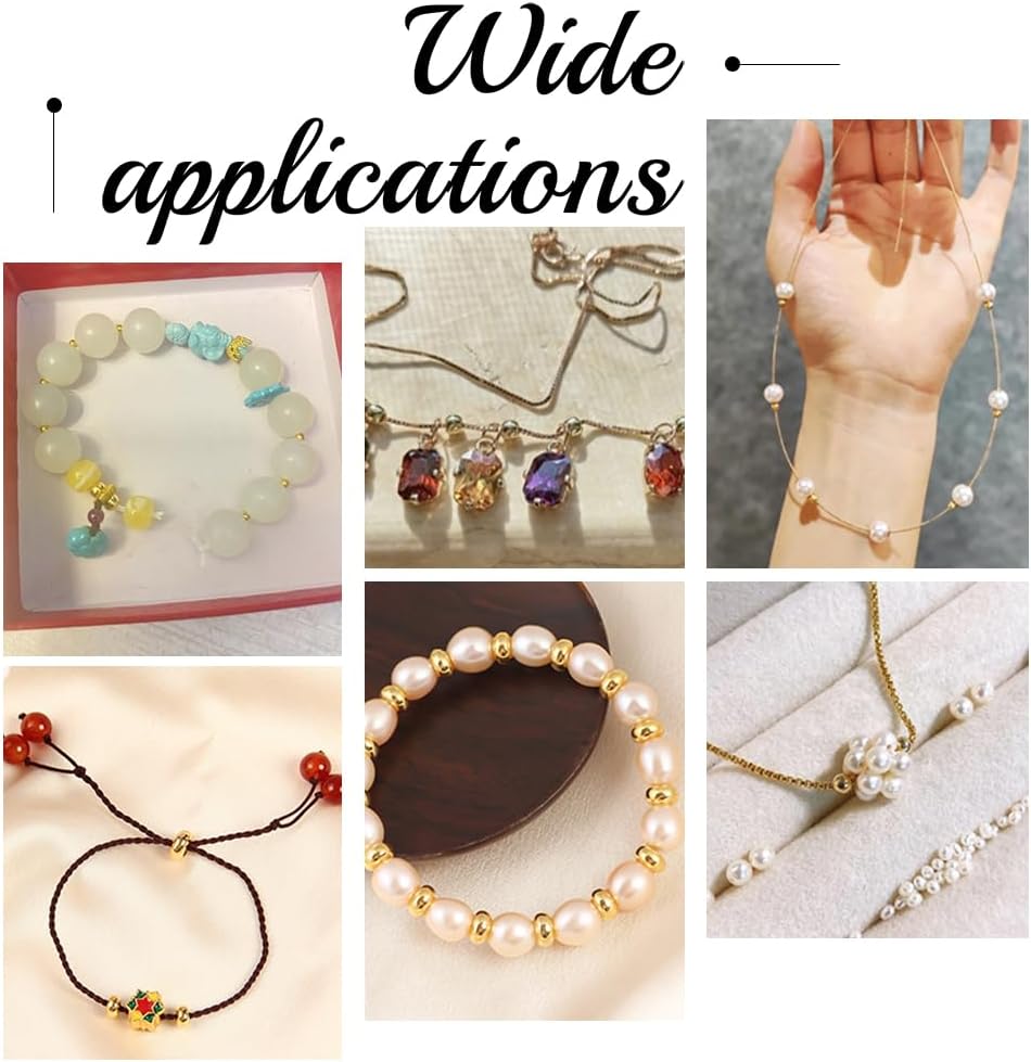 PH PandaHall 100pcs Brass Stopper Beads, 8x5mm Small Colunm Positioning Spacer Beads Adjustable Slider Bead Rubber Bead for DIY Bracelet Necklace Jewelry Making Accessories, 2 Colors - Image 6