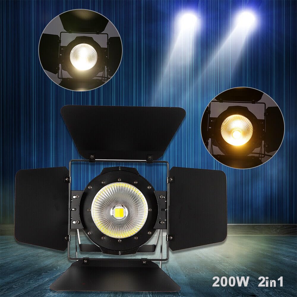 Bühnenbeleuchtung, 2in1 200W COB LED Punktstrahler, Audience Scheinwerfer Bühnenbeleuchtung Par Sound, Theaterstrahler Stage Effekte Light