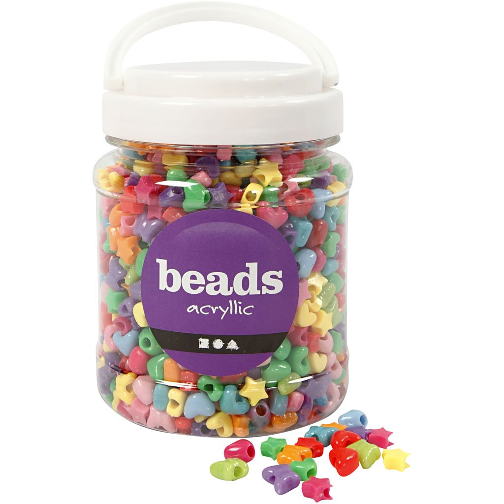 Creativ Novelty Shape Plastic Beads (10mm hole size3.5mm, 500g, Assorted Colours)