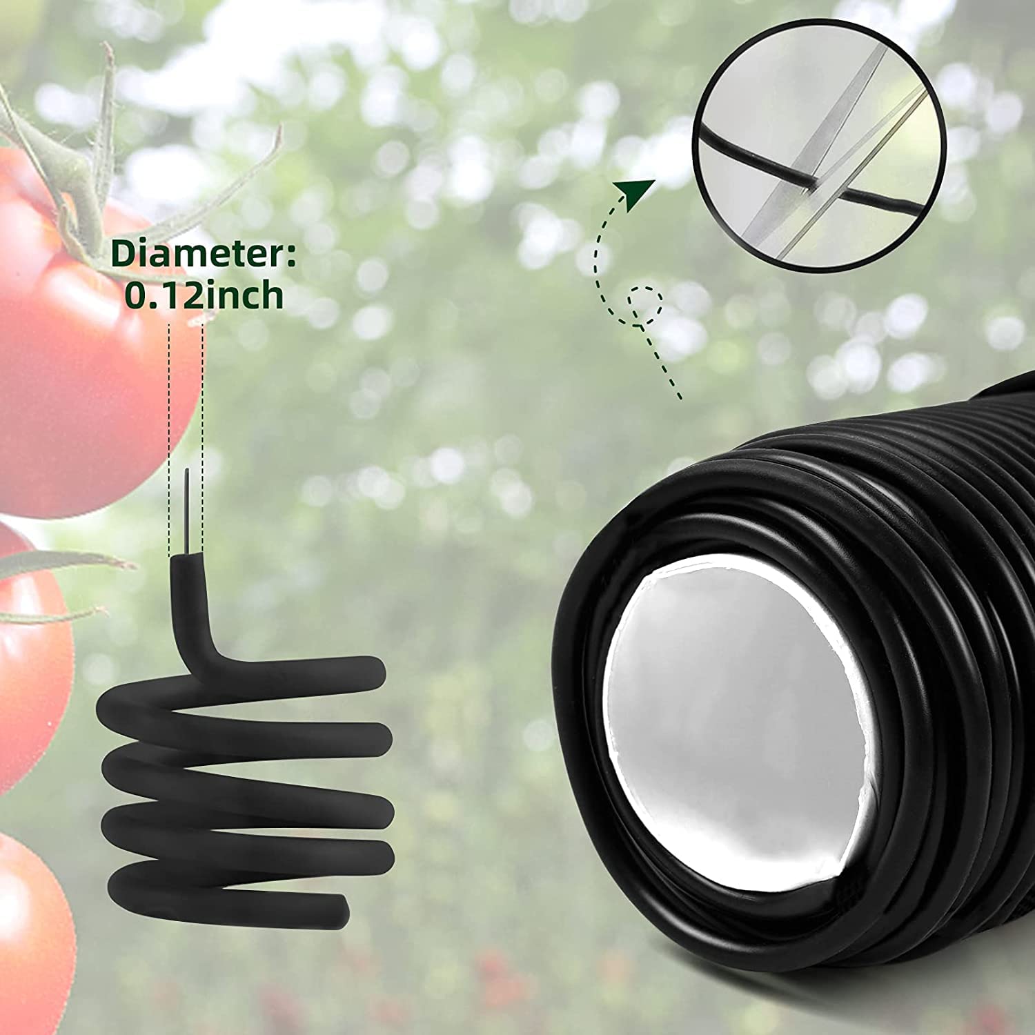 Decoroca Lot de 2 attaches flexibles pour plantes de jardin - 200 cm x 2 - Support noir pour soutenir et fixer des branches de plantation de jardin, des vignes et des tiges et organiser le fil de