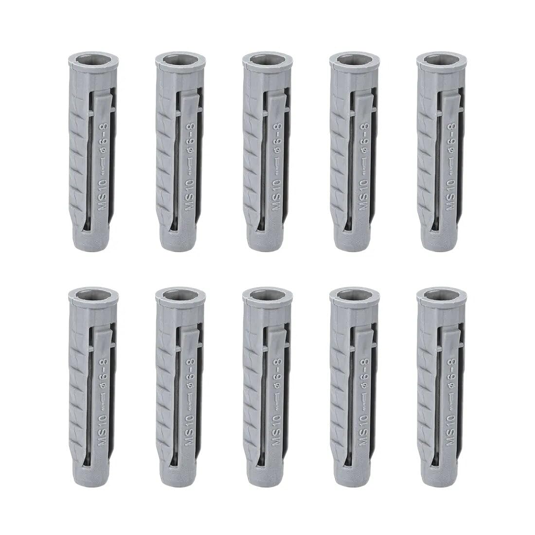 Tacos， 100 Piezas de 10 x 50 mm de plástico for Tubos de expansión de hormigón, Anclajes de Pared, Color Gris