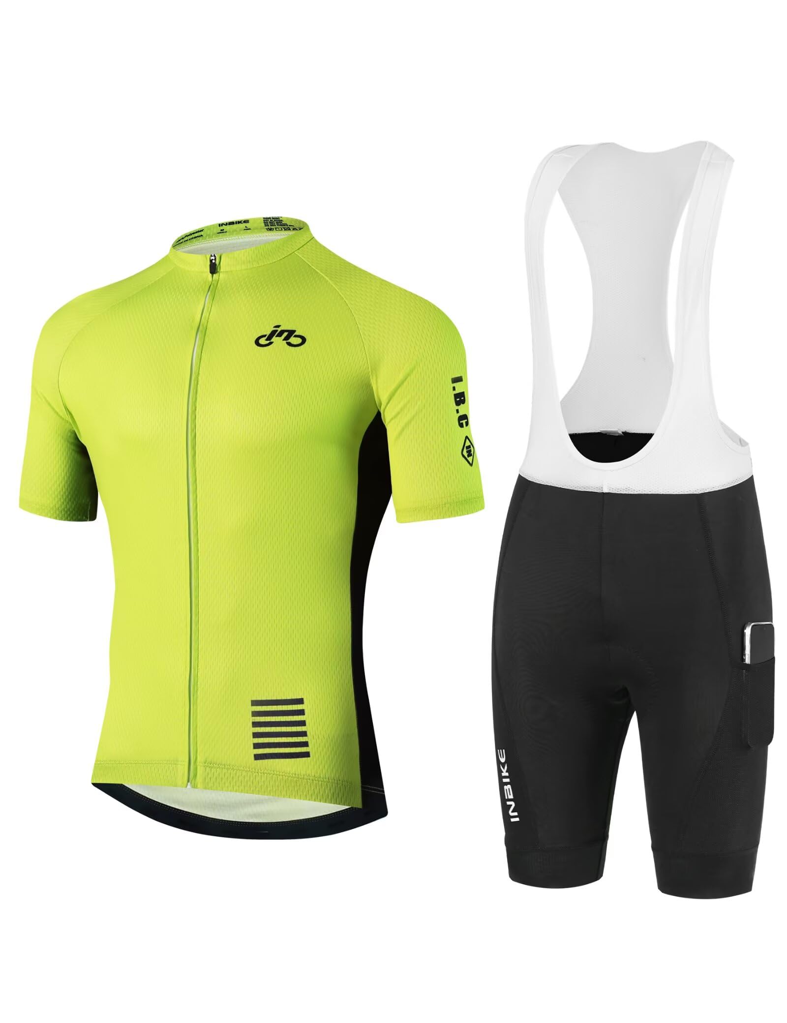 INBIKE Tenue Cyclisme Homme avec 3D Gel Rembourré Mailot+Cuissard Velo Homme Respirant et Antitranspirant avec 3 Poches Arrière et Détails Réfléchissants S223