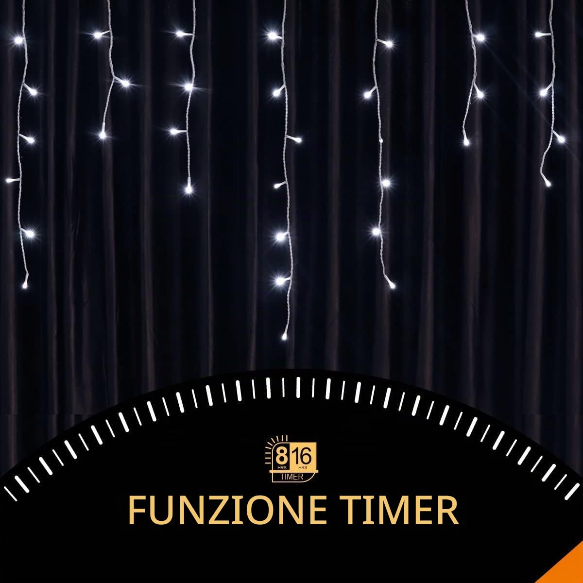 ANSIO® Luci Natale Esterno Cascata 17.4m 500 LED Luci di Natale Luminose Bianco Fredda Luci Natalizie da Esterno/Interno Ideale per Mantello, Balcone Lucine Luminoso | Cavo Trasparente