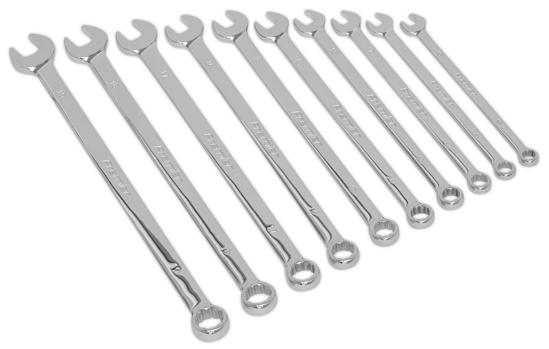 Sealey Ak6310 Combination Spanner Set 10Pc Extra-Long Metric, White