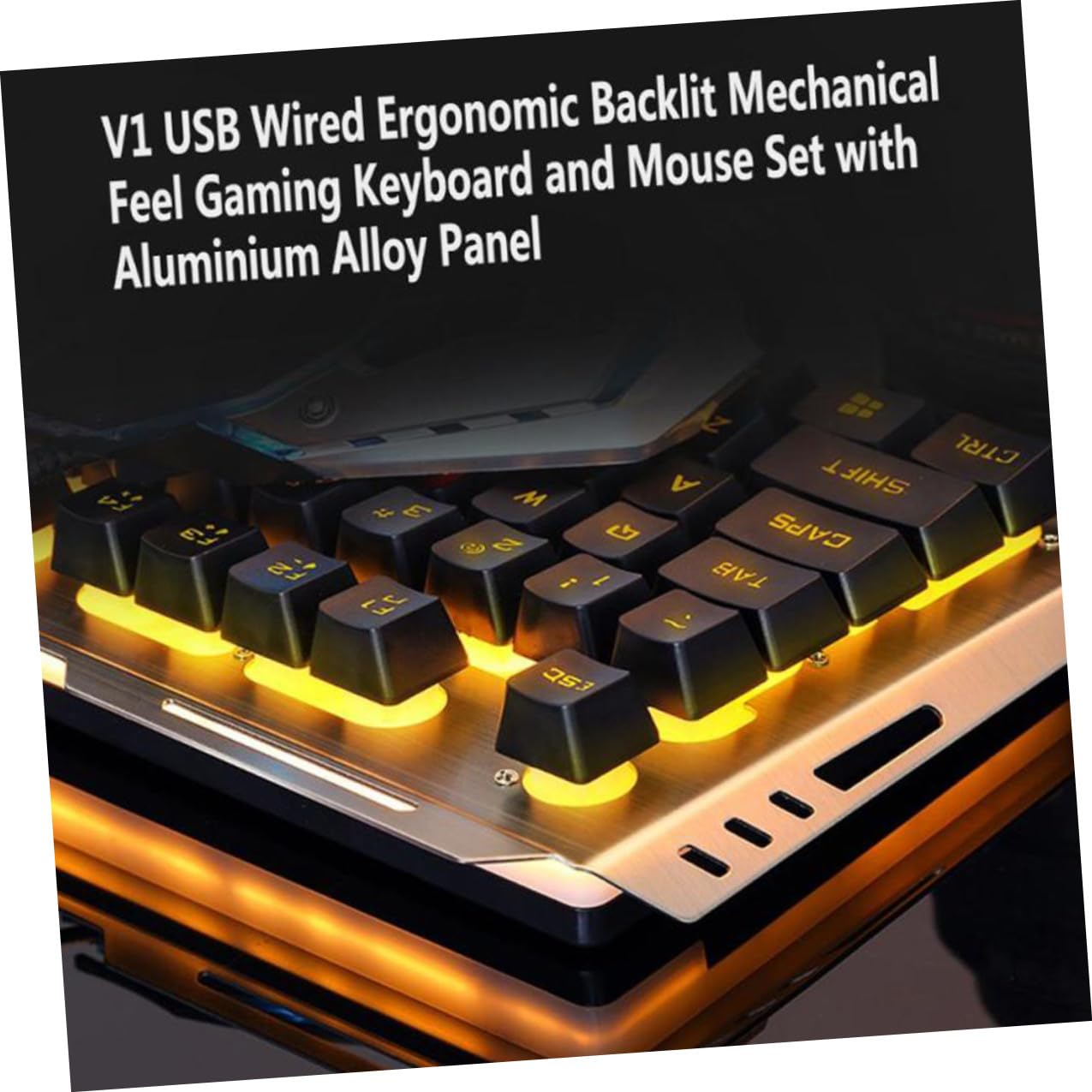 Set Tastiera Meccanica Gaming Retroilluminazione LED e Mouse Ergonomico USB Nero in Plastica Tasti Flottanti e Funzioni Multimediali Fn