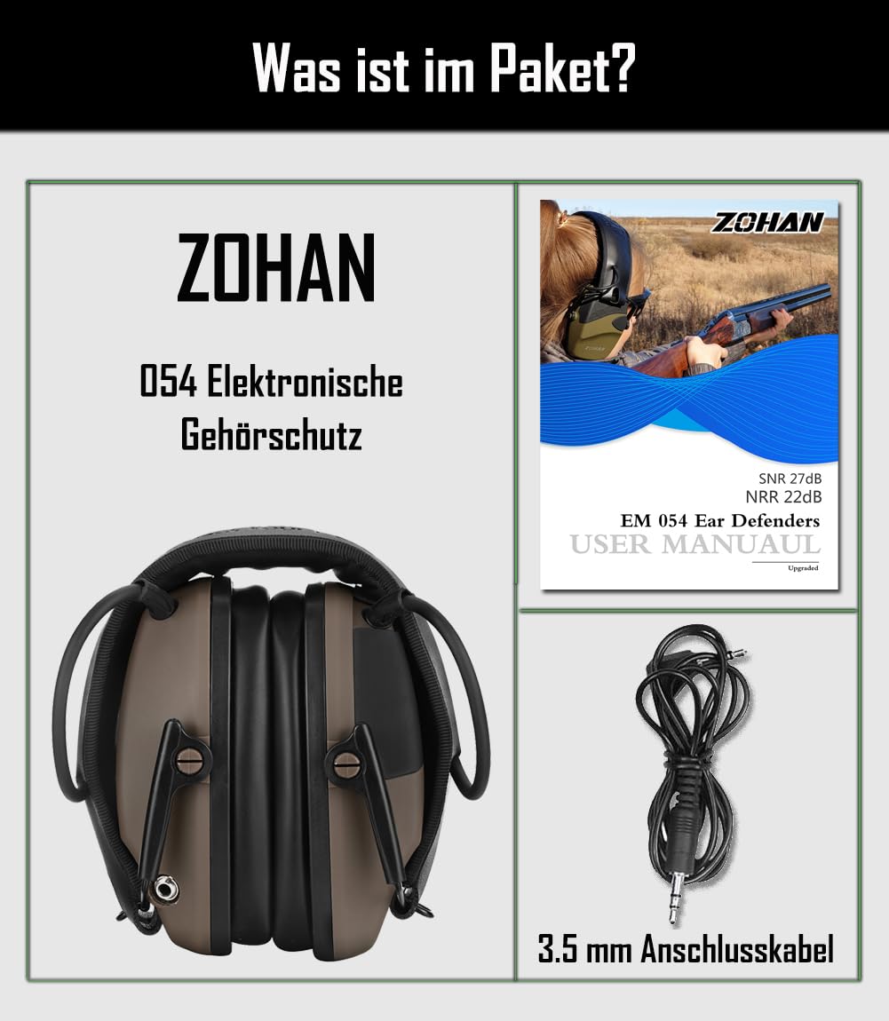 ZOHAN 054 Electrónica Cascos Antiruido, Tiro y Caza Proteccion Auditiva, Auricular Táctico de Amplificación de Sonido,Ideal para el Deporte al Aire Libre Airsoft — view 6