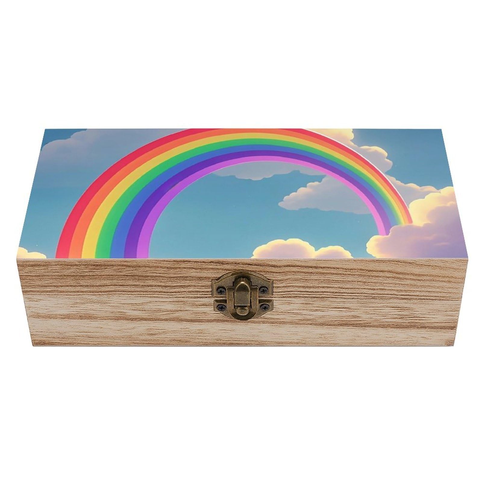 AQRJLPM Wooden Jewelry Box Beautifully Keepsake Box Trinket Box Keepsake Storage Organizer Rainbow Handmade Wooden Box for Storing Jewelry, Coins, Tartot Cards, Small Treasures