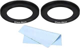 PATIKIL 37mm-49mm Metal Step Up Ring with Cleaning Cloth, 2 Pack Camera Lens Filter Adapter Ring Aluminum Filter Adapter Ring for Camera Lenses Hood, Black