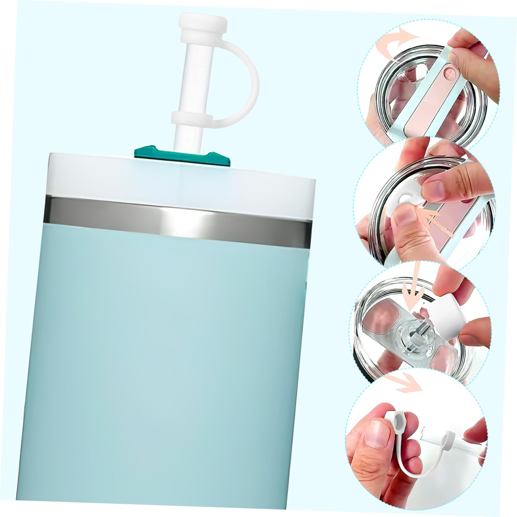 Cabilock 12 Pcs Straw Covers for Tumblers Straw Toppers for Cup Anti-spill Accessories Easy to Clean