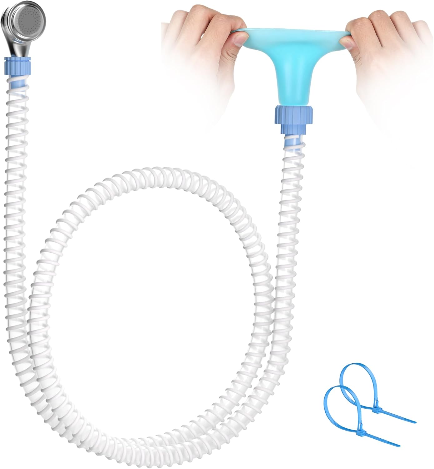Slip-On Faucet Sprayer Attachment with 6 Ft Hose for Pet Bathing, Kitchen and Utility Sink - Includes 2 Zip-Tie Rings - Fits Round Faucets/Showerheads Up to 3" Diameter