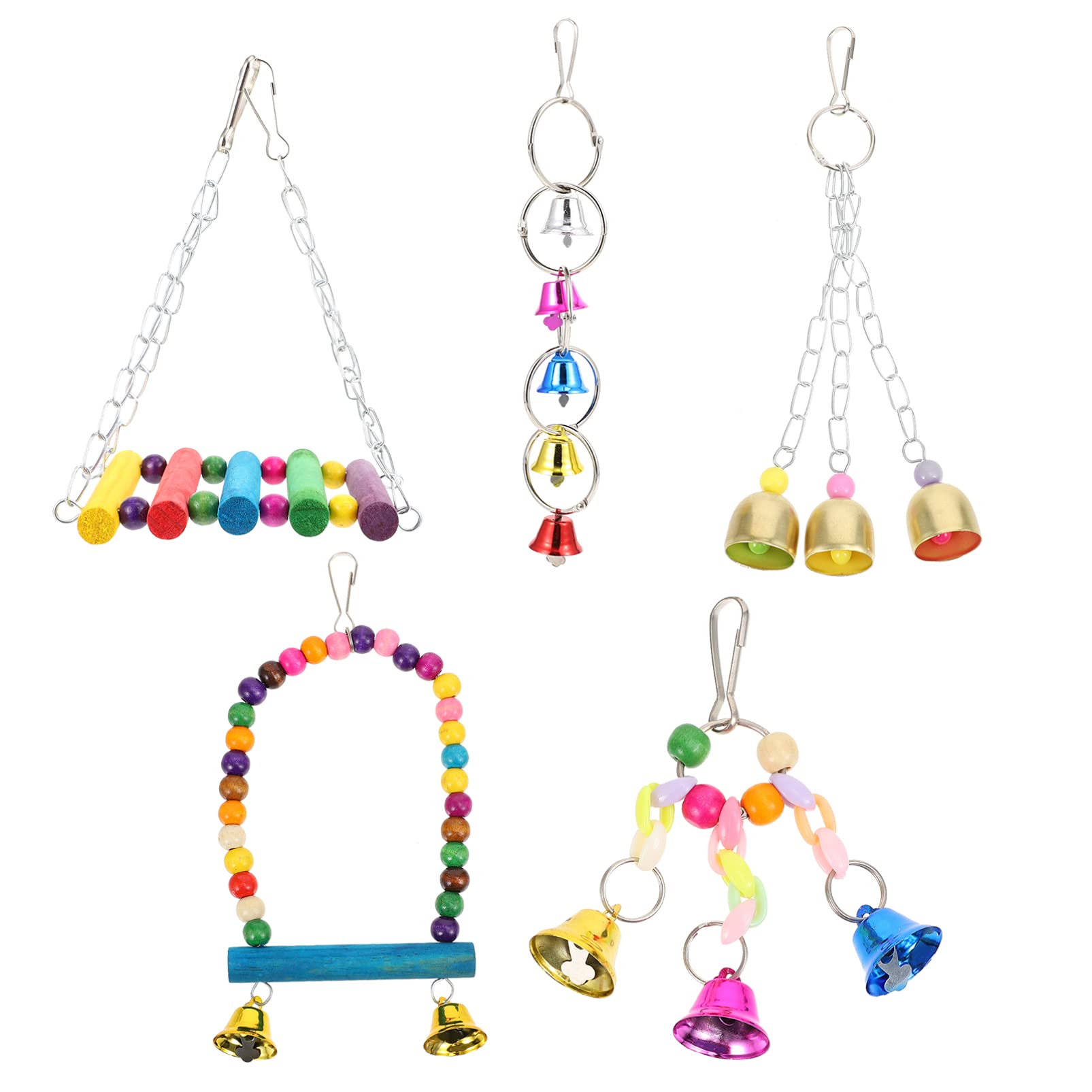 FRCOLOR5Pcs parrot toy chicken swing toys parrot wood perch chicken stand perch toy parrot chewing toys baby chicken supplies chick xylophone toy bird swing toy bride birds props wooden