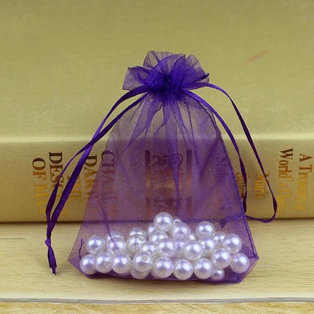 Organza-Geschenktüten Mit Kordelzug – Transparent, 10,2 X 15,2 Cm, Wiederverwendbar, 50 Stück