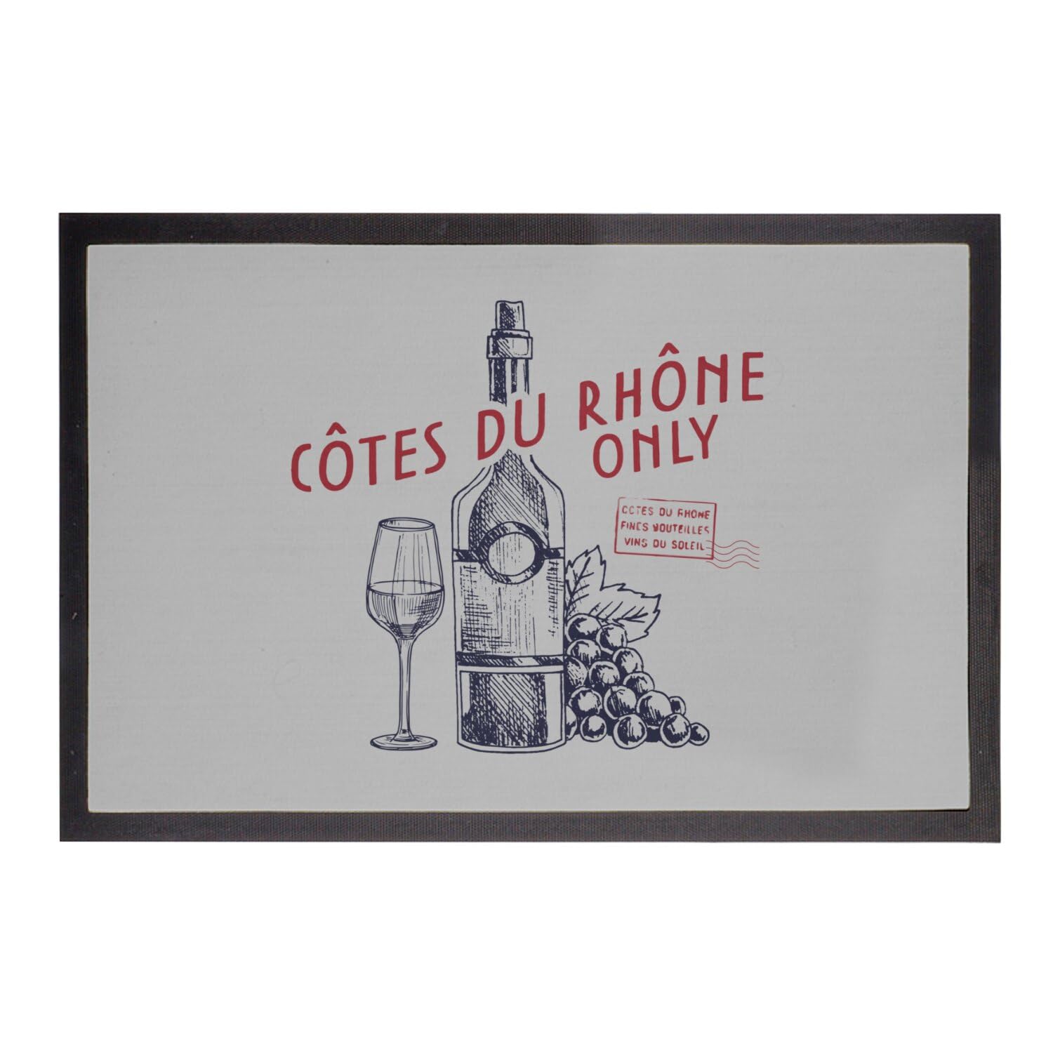 Paillasson vin gris Côtes du Rhône tapis entrée graphique bouteille France 60x40