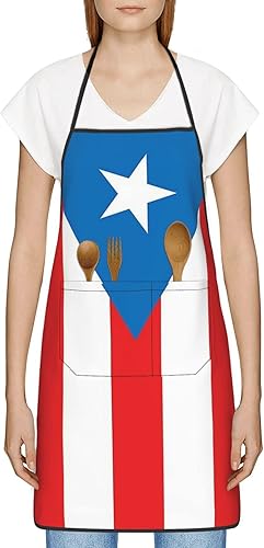 Miniatura 3 de bzaxxqi Aaprones con bandera de Puerto Rico, delantales de Puerto Rico para hombres y mujeres con bolsillos, delantal de chef ajustable para cocinar
