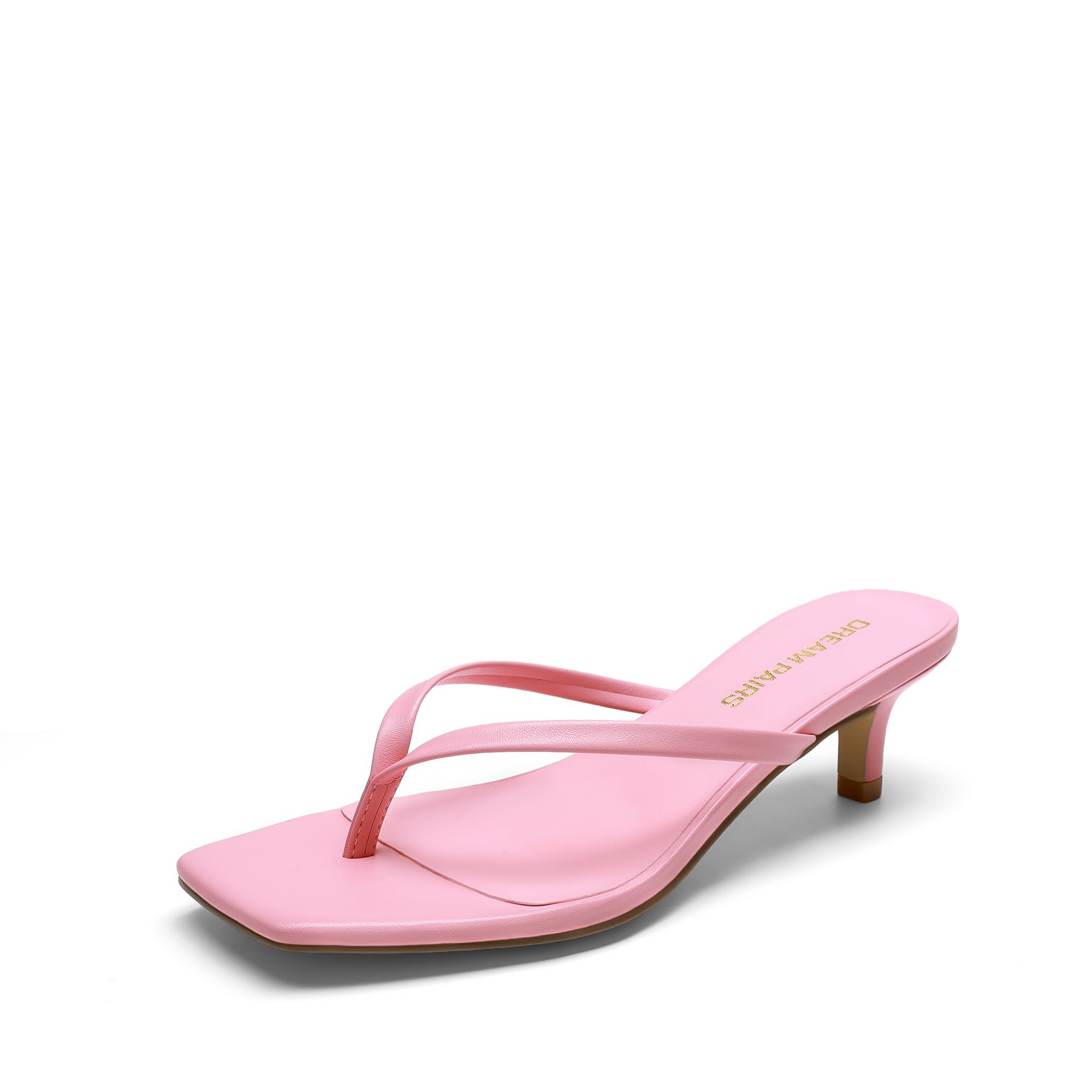 DREAM PAIRS Kitten Heels for Women Flip Flop Low Heels Square Open Toe Sandals Thong 1.96 Inch Heeled Sandals for Summer Vocation