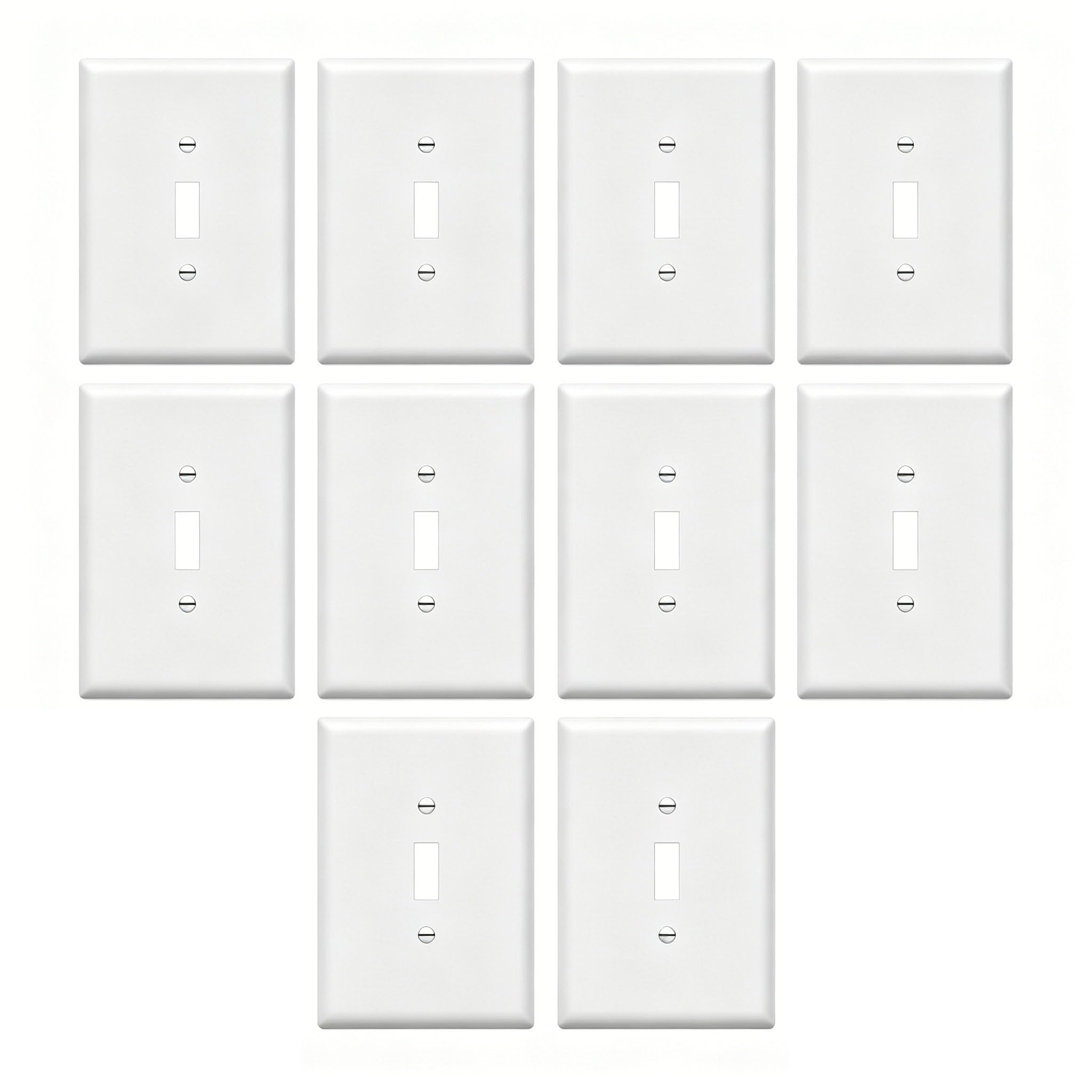 ZEFTV Over-Size Toggle Light Switch Wall Plates 1-Gang 5.5" x 3.5" Switch Electrical Cover Plate Unbreakable Thermoplastic Faceplate, White (10 Pack)