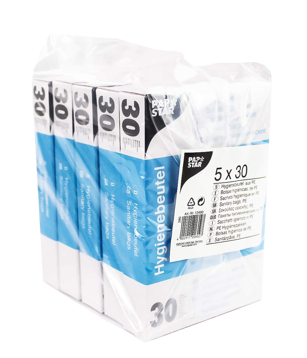 Papstar 12490 - Sacchetti igienici 28,5 x 8 x 7 cm, in Scatola Dispenser, Colore: Bianco