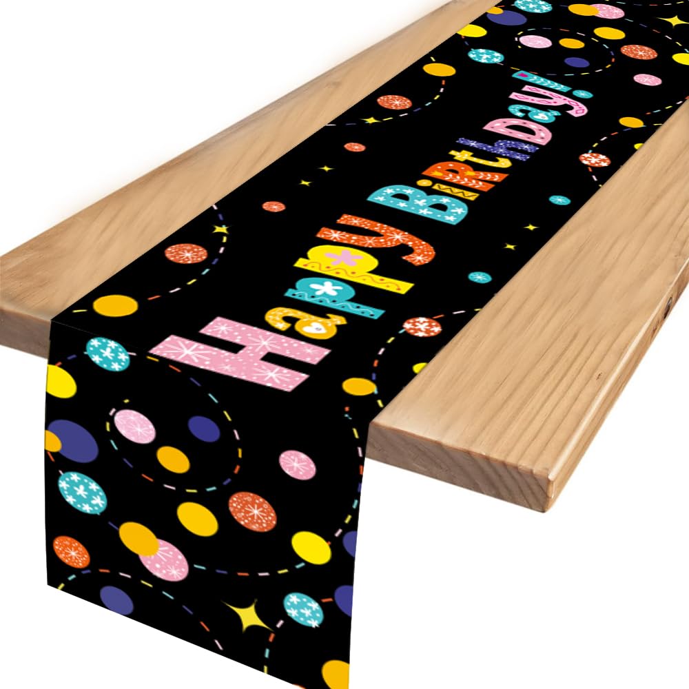 Senken Table Runner Birthday Birthday Girl, Table Runner Black Pink, Sweet (Children's Birthday)