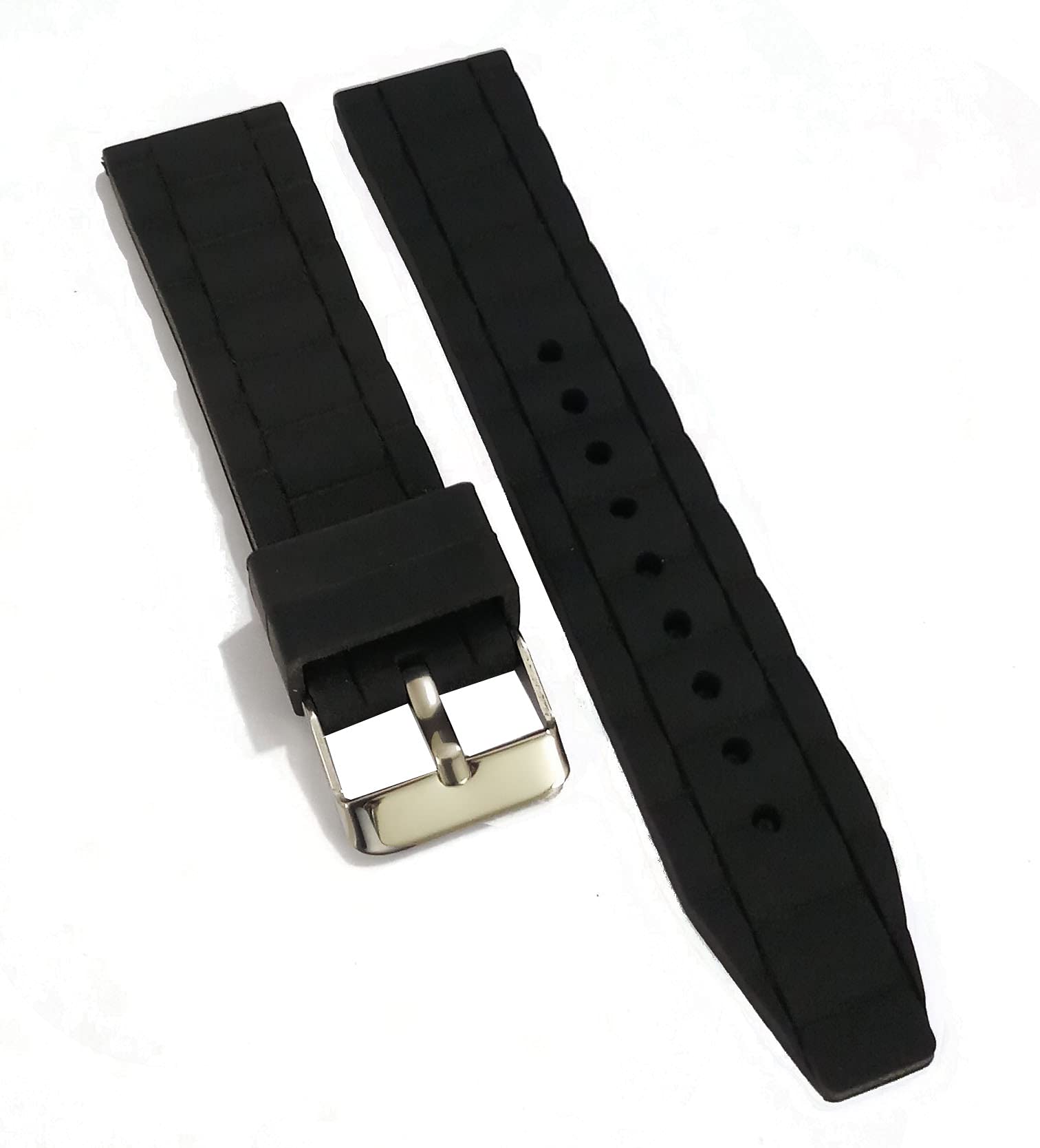 EWatchAccessories 18mm Silicone Rubber Watch Band Strap for Men and Women | Comfortable and Durable Material | Black Silver Pin Buckle (B09H7H2YP8) Amazon Price History, Amazon Price Tracker