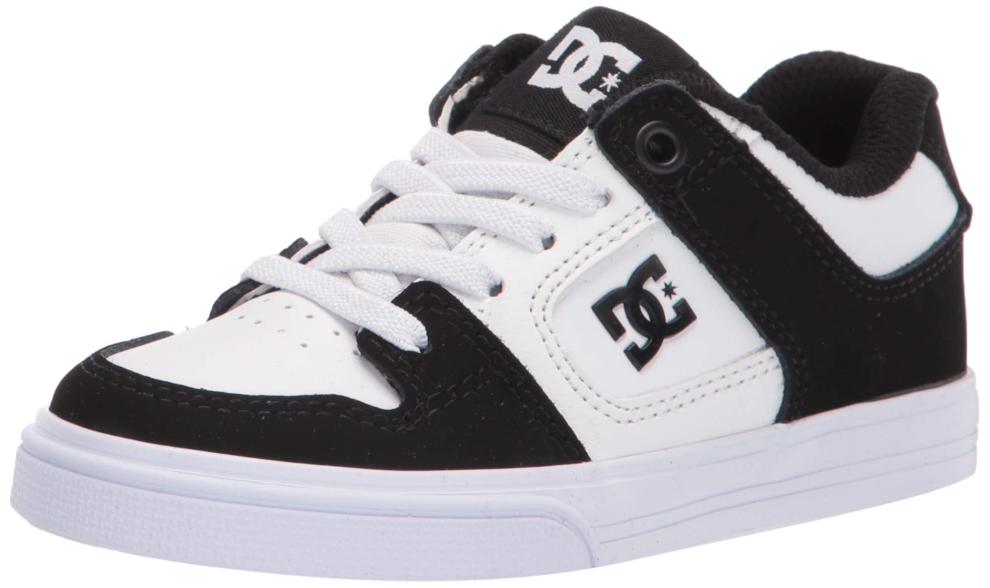 DC boys Pure Elastic Skate Shoe, White/Black Basic, 6.5 Big Kid US