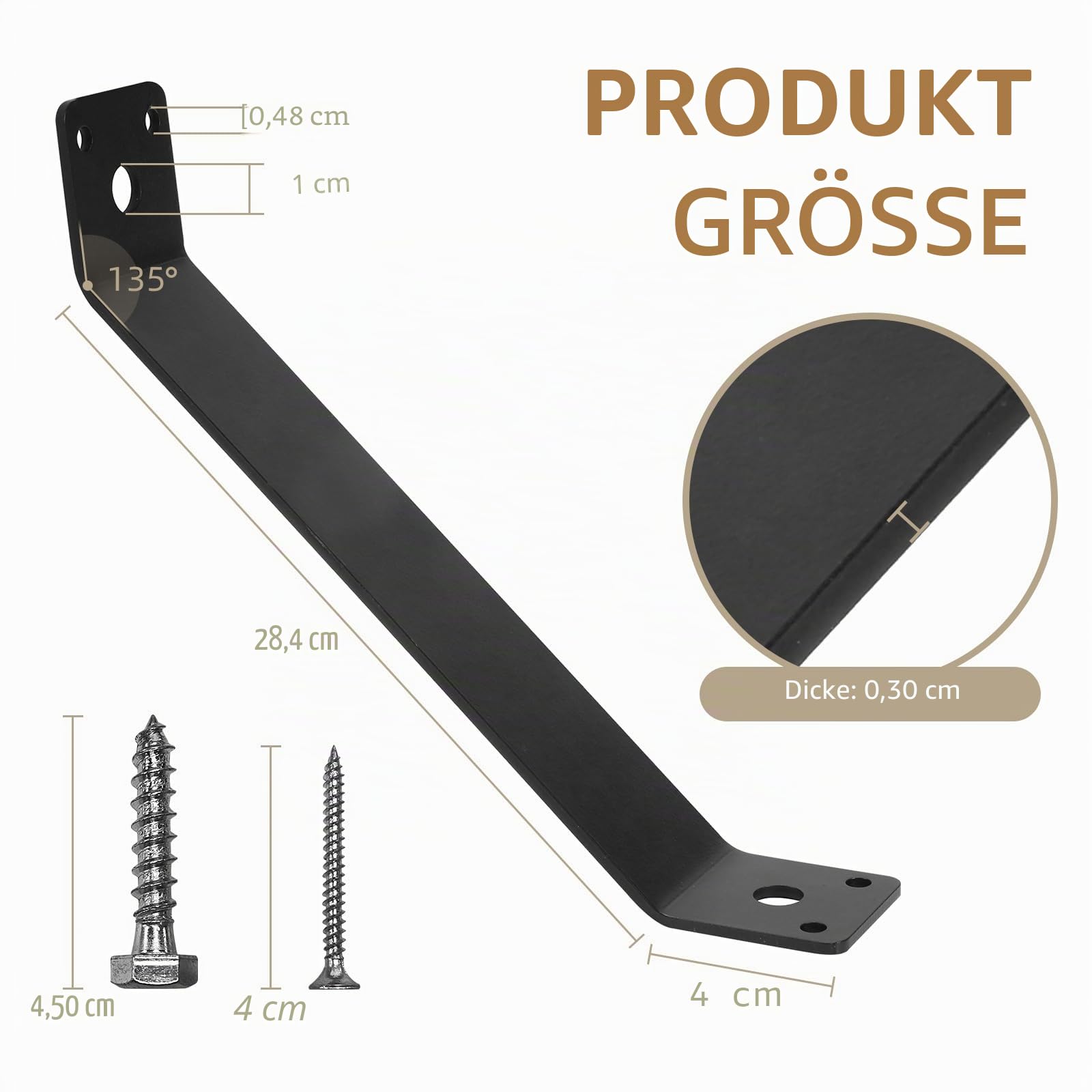 Winkelhalterungen, 4 Stück, 28,4 cm, Innenmontage, 45-Grad-Winkel, Eckstreben, Innengelenk für Holzpfosten und Balken, Schreibtischkante, Pergola, Pavillon, DIY-Kit