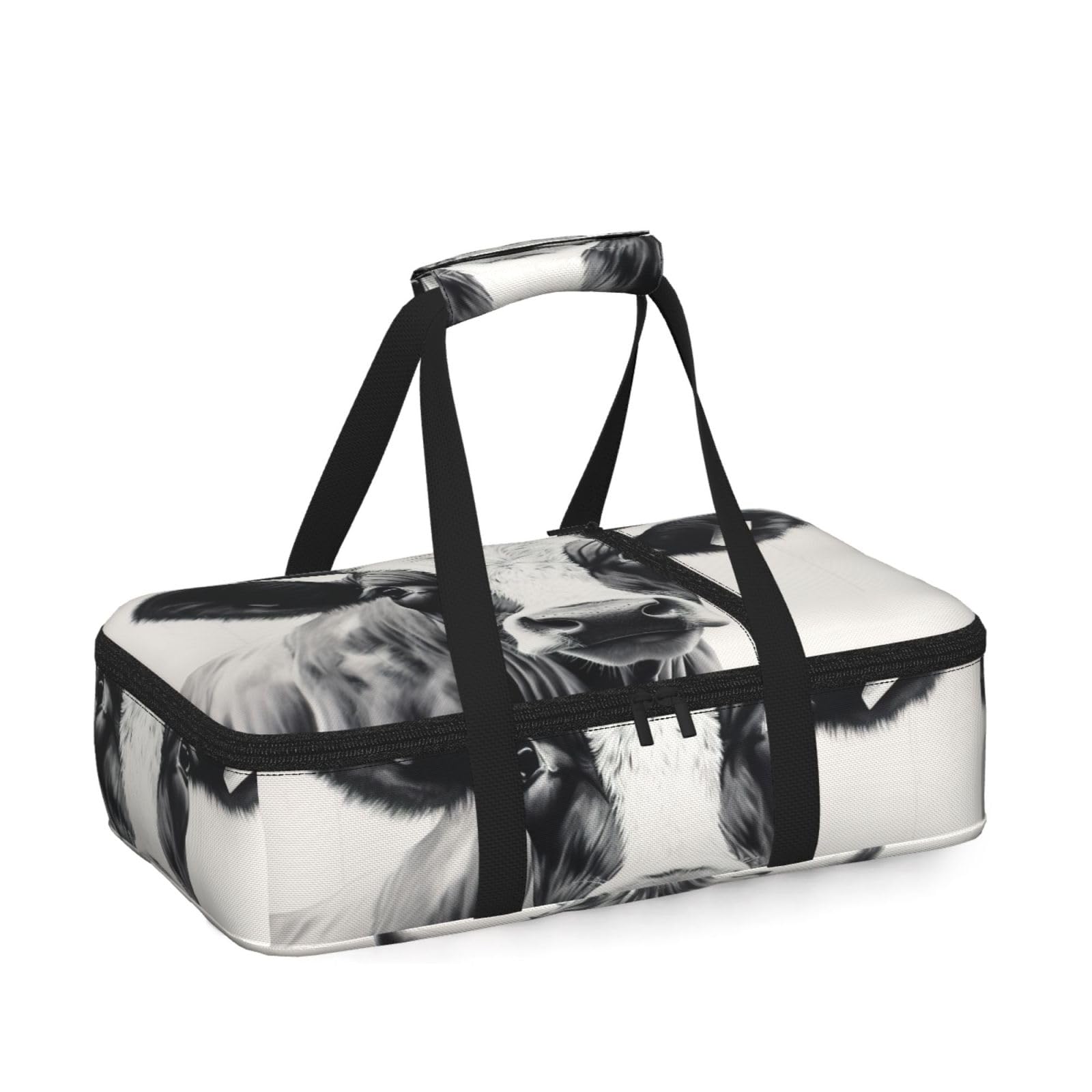 Cow In Black And White Print Insulated Thermal Food Storage Bag Daily Reusable Picnic Tote Lunch Box Home