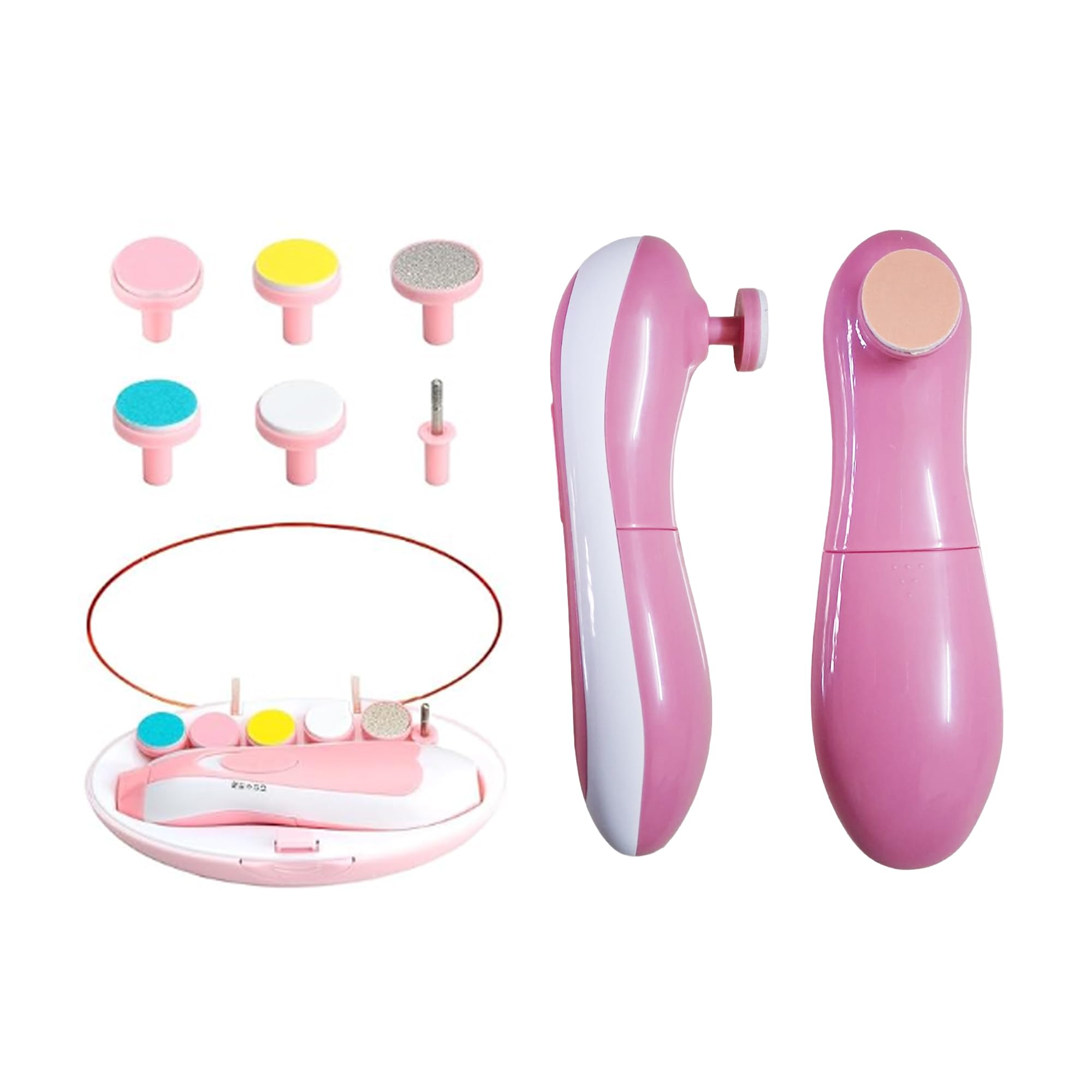 AQAY Electric Baby Nail Trimmer with Light | Safe & Quiet Newborn Nail Cutter 0-6 Months | 6 Grinding Pads Adjustable Speed | Kids Nail Care Polish & Trim Kit (Baby Pink)-image-43