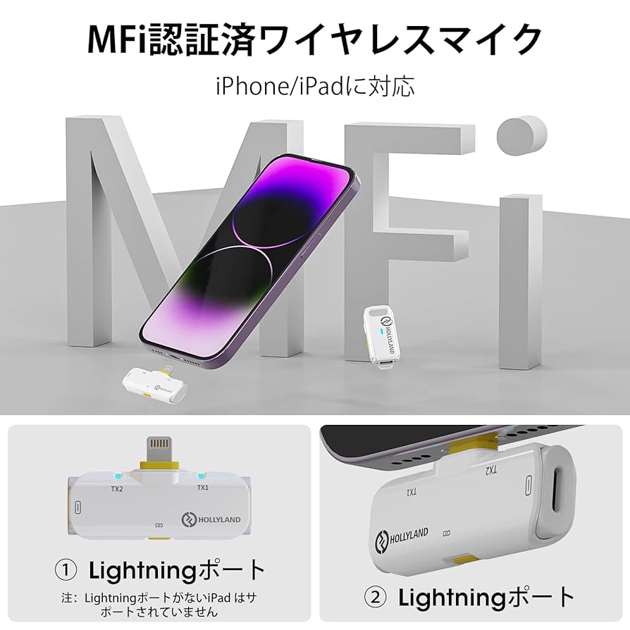 【未使用】Hollyland Lark C1 スマホ外付けマイク ホワイト プラグインで録音できるiPhone・Android向けワイヤレスマイク