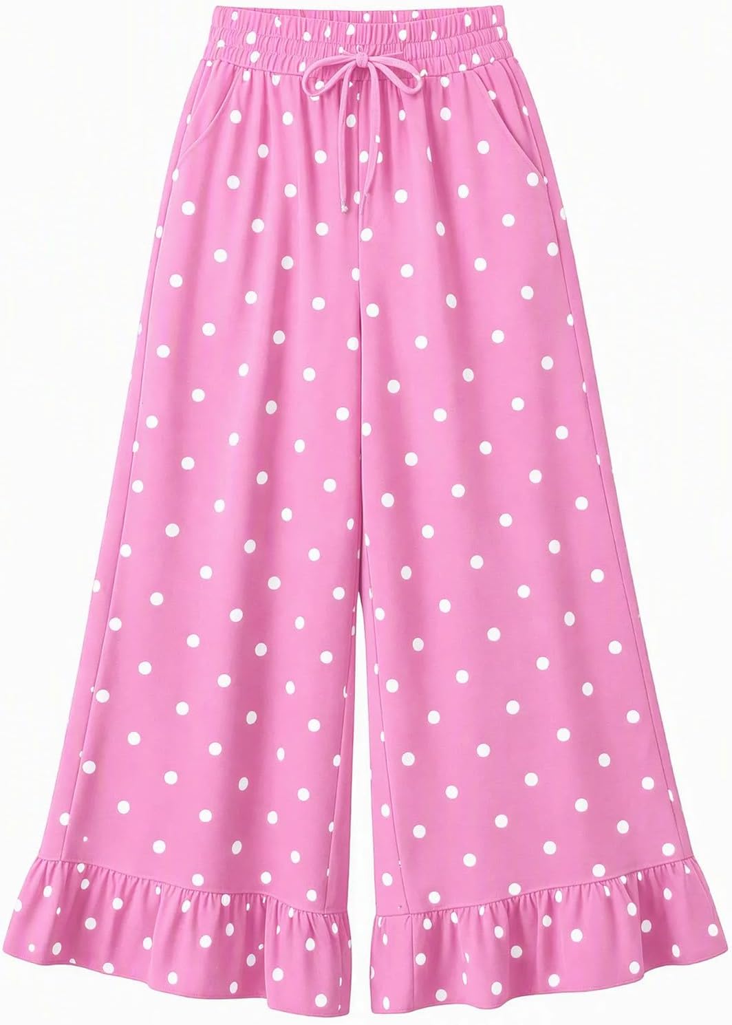 Womens Ruffle Hem Palazzo Pants Casual Wide Leg Pant with Pockets
