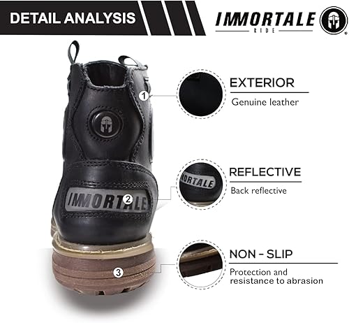 Miniatura 6 de LEGEND - Botas Moto para Hombre - Protector de tobillo - Botas moteras - Botas Casual - Botas de cuero - Botas para motociclista hombre