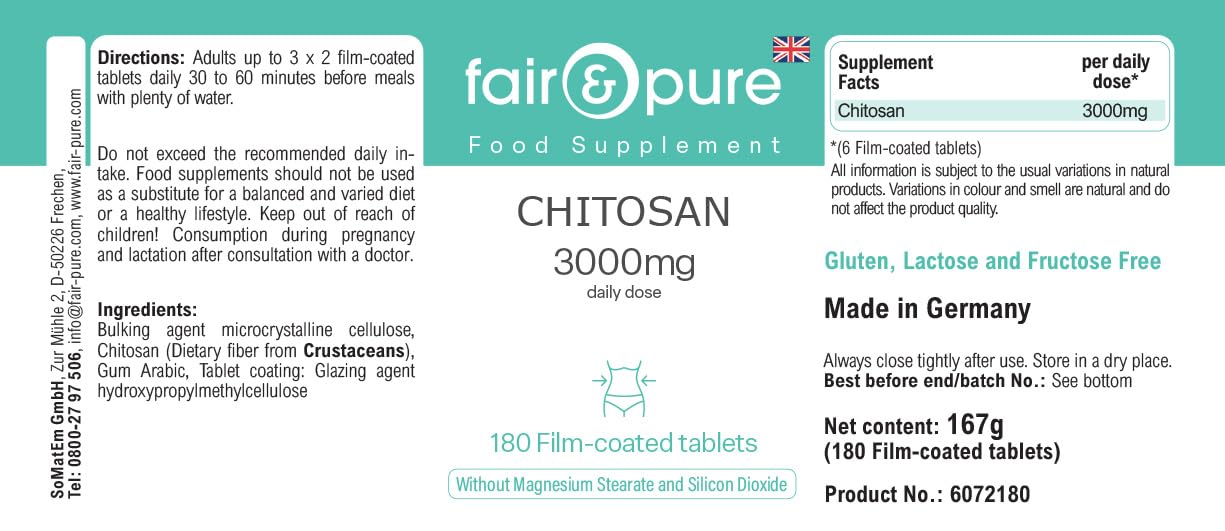 Fair & Pure® - Chitosane 3000mg dose journalière - 180 comprimés pelliculés