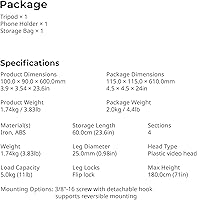 Vista 9 de SmallRig Soporte de trípode para cámara de 71" AP-21, trípode de viaje para iPhone y cámara para Canon para Nikon con soporte para teléfono y bolsa