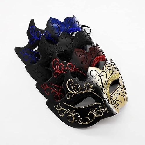 Miniatura 7 de Máscara de mascarada para hombre, vintage, veneciano, Mardi Gras, Halloween, Navidad, fiesta, máscaras (negro)