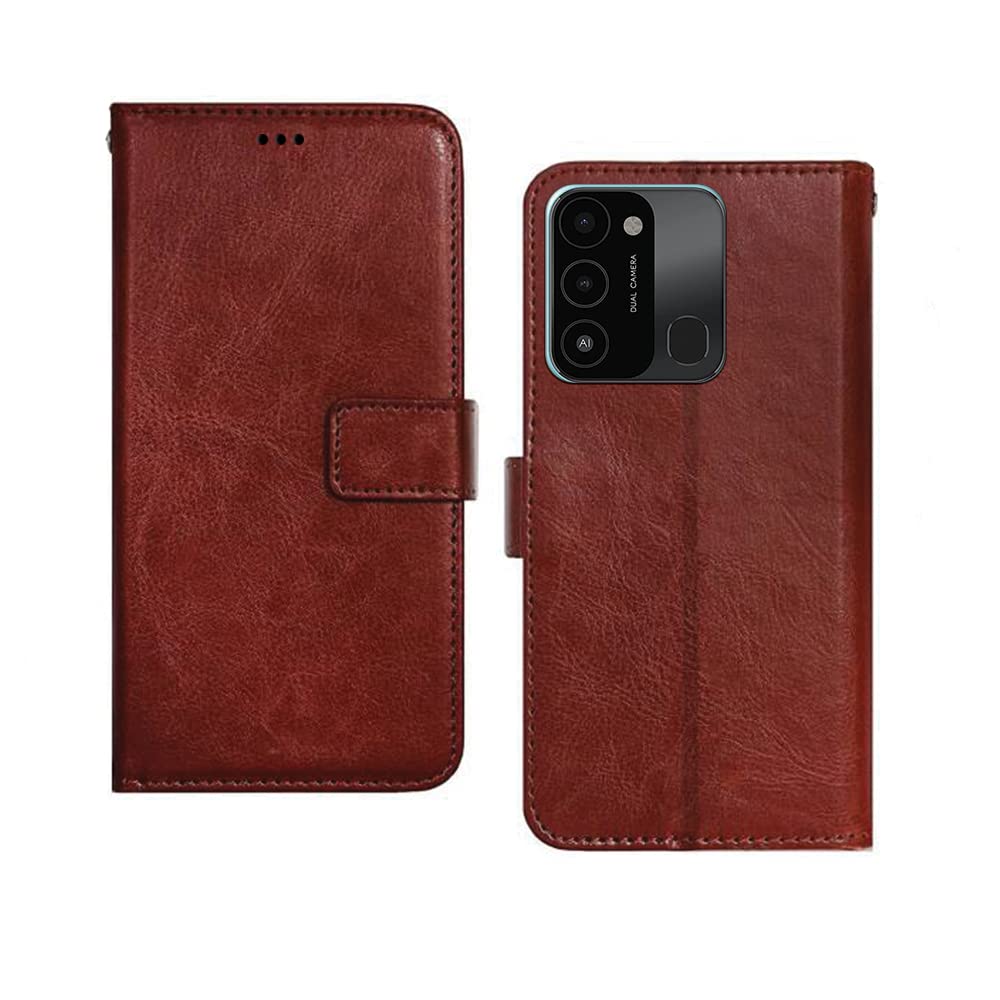 Inktree Tecno Spark 8C Flip Case | Premium Leather Finish Flip Cover | with Card Pockets | Wallet Stand |Complete Protection Flip Cover for Tecno Spark 8C - Brown (B09VZGT6V1) Amazon Price History, Amazon Price Tracker