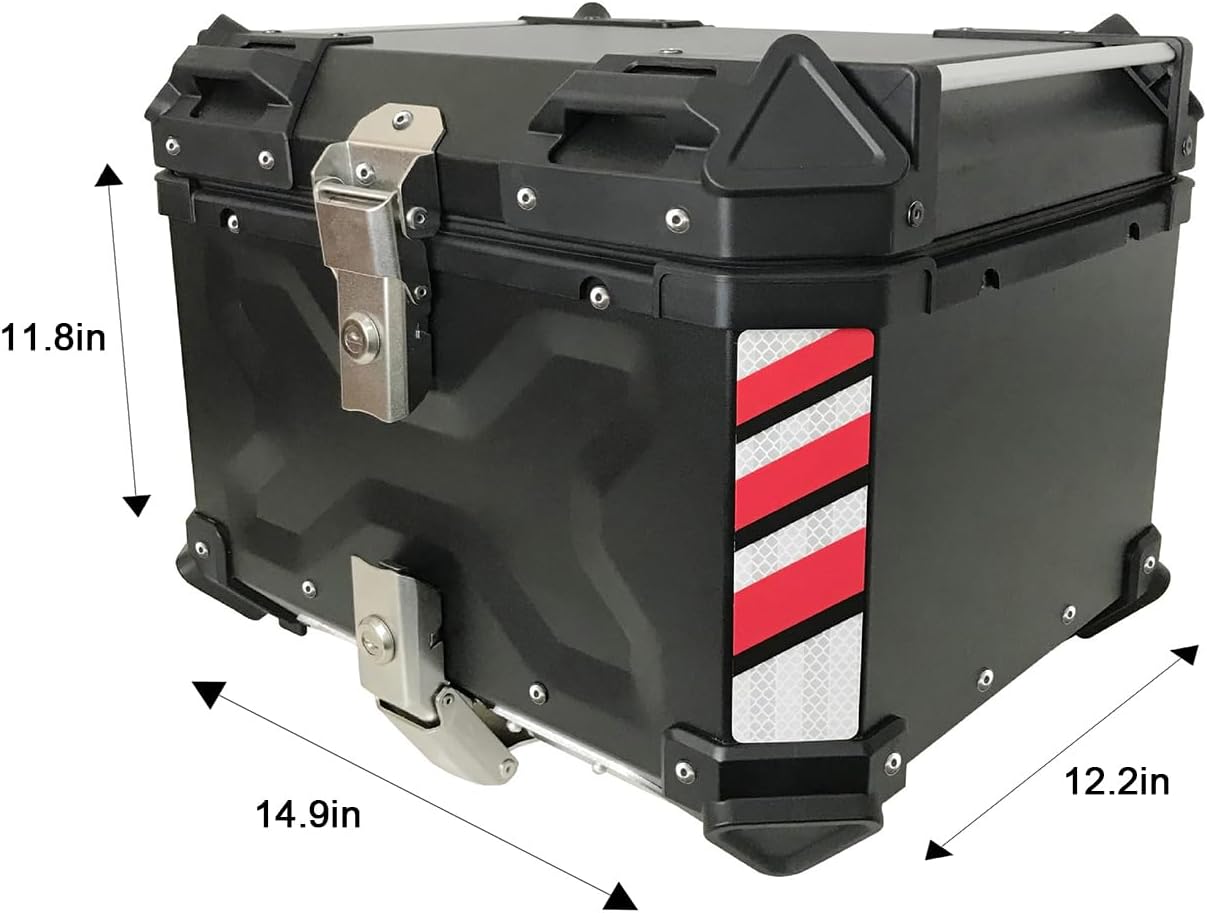 (UNLOCKED MAYBE MISSING KEYS) Motorcycle Tail Box 36L/45L Heavy-Duty Delivery Cargo Trunk with Waterproof Lid & Anti-Shock Base-Universal Rear Storage Case for Food Delivery, Courier, Riders, Black (36L)