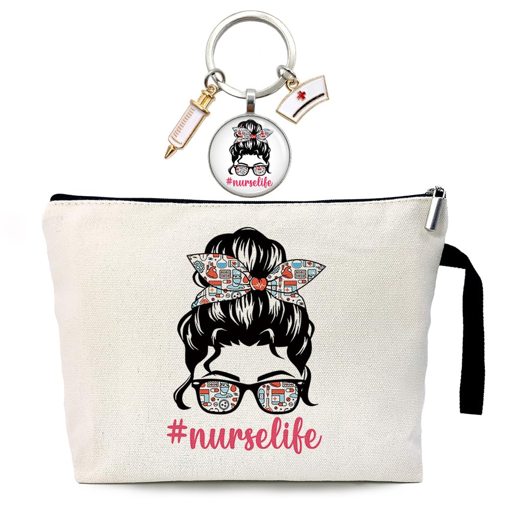ZHANTUONE Nurse Life Funny Canvas Zipper Makeup Bag, Travel Accessories Storage Toiletries Bag, Gifts for Nurse Practition...