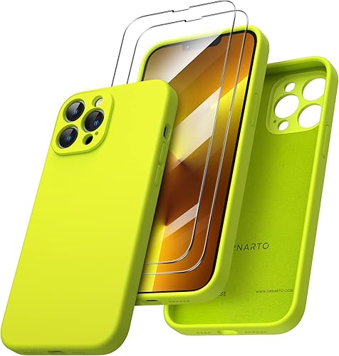 ORNARTO Funda compatible con iPhone 13 Pro Max de 6.7 pulgadas, con 2 protectores de pantalla de gel de silicona líquida cuerpo completo a prueba de