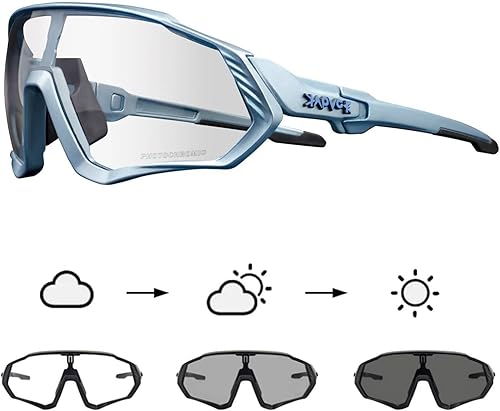 KAPVOE Gafas de ciclismo fotocromáticas para hombres y mujeres, gafas de sol transparentes para bicicleta de montaña MTB