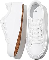 SERNIAL Women's White Tennis Shoes - Water-Resistant PU Leather Sneakers, Casual Walking Shoes, Non-Slip Sole, Easy Clean