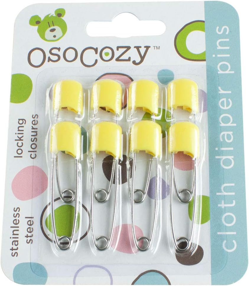 Diaper Pins - (Yellow) - Sturdy, Stainless Steel Diaper Pins with Safe Locking Closures - Use for Special Events, Crafts or Colorful Laundry Pins, 2.875 Inch x 0.25 Inch x 0.5 Inch