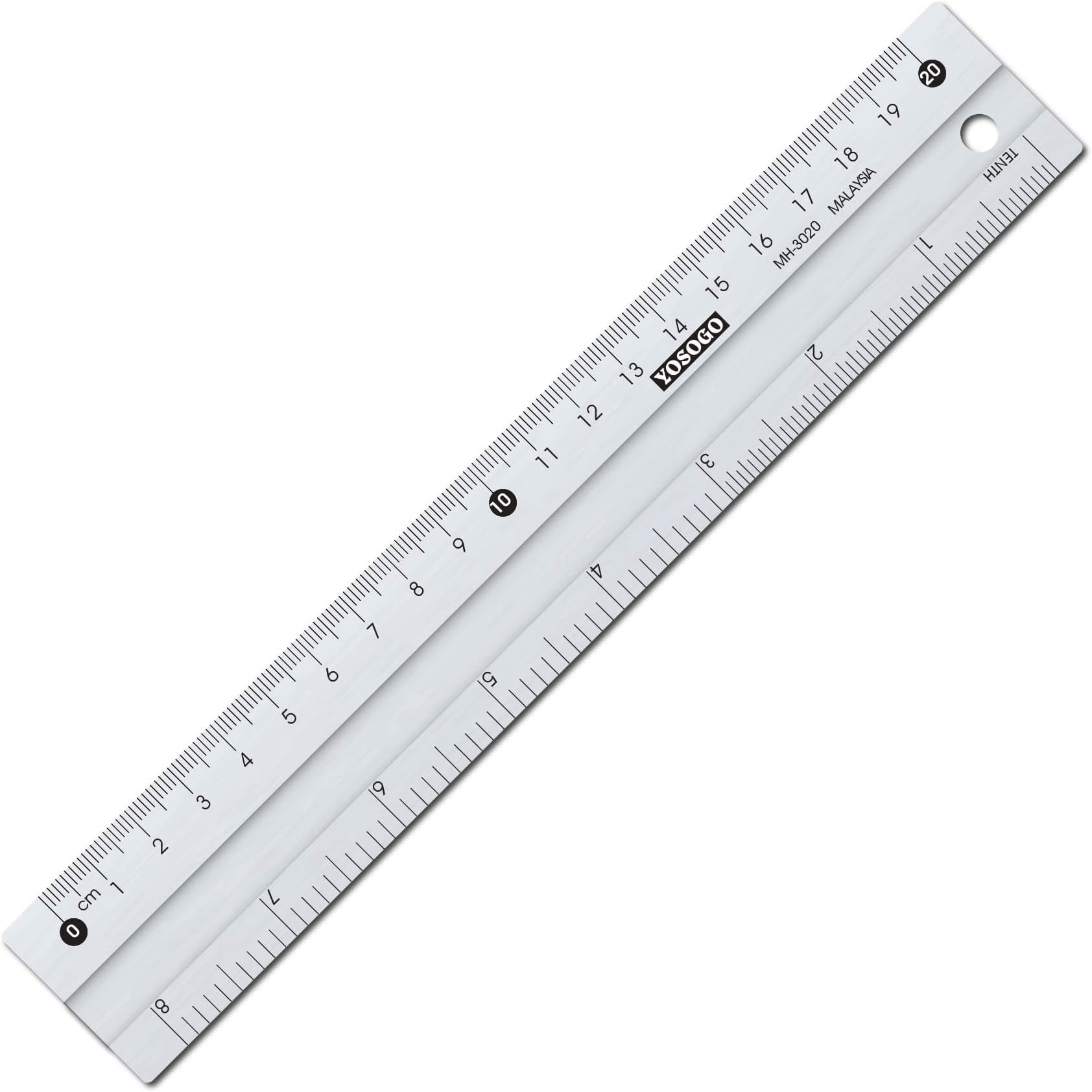 8 Inch Aluminum Non Slip Rulers for Drawing, Set of 6 Pieces - Centimeters and Inch Scales for Precise Work, School and Home