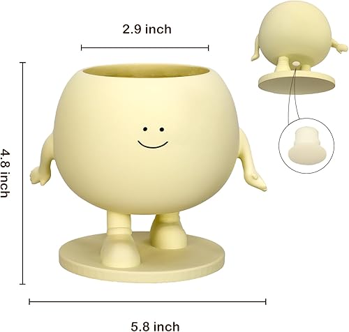 Miniatura 6 de youlifafa Macetero de cara para suculentas, macetas pequeñas de interior para mini plantas de resina con orificio de drenaje, regalo único para mamá