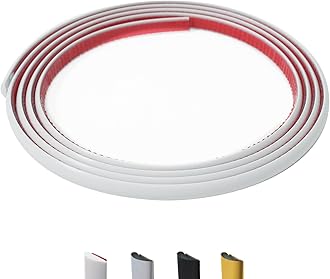 JSIWOTH 9.8 Ft Peel and Stick Wall Molding Trim, D-Shape Flexible Molding Trim White(Paintable) for Backsplash, Mirror, Wall, Window & Door Frames, Waterproof Self Adhesive Trim(W:0.4", T:0.1")