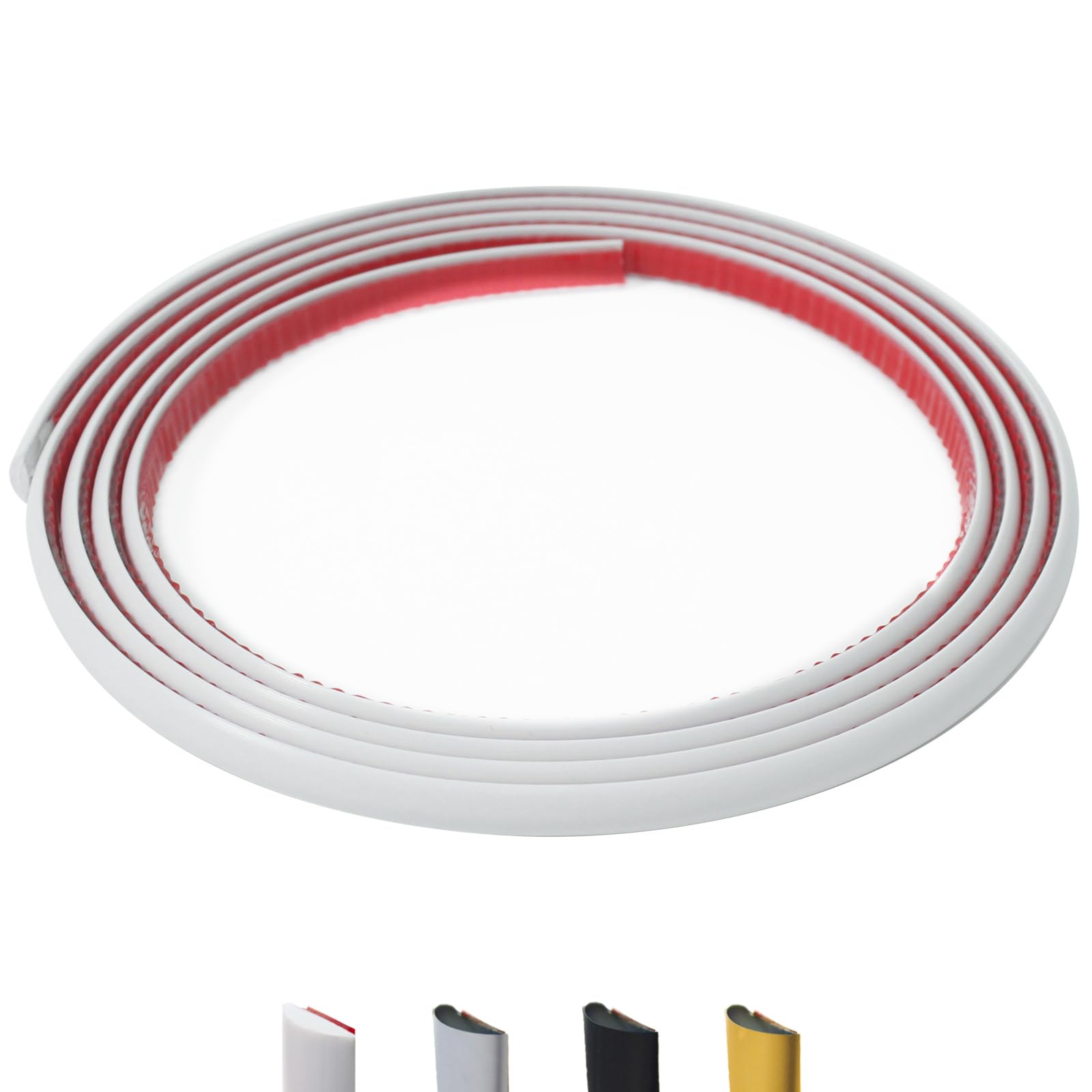 9.8 Ft Peel and Stick Wall Molding Trim, D-Shape Flexible Molding Trim White(Paintable) for Backsplash, Mirror, Wall, Window & Door Frames, Waterproof Self Adhesive Trim(W:0.4", T:0.1")