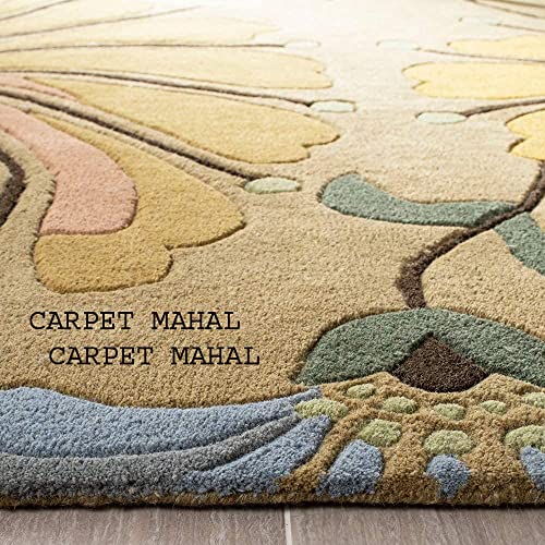 Image of Carpet Mahal Export Quality Handmade Tuffted Pure Woollen Carpet for Living Room Bedroom Size 5 x 8 feet (150X240 Cm) Color-Multi