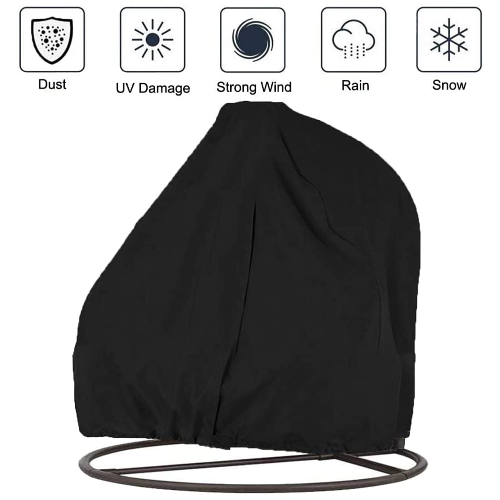 Fodera For Sedia A Forma Di Uovo Impermeabile, Fodera For Sedia A Forma Uovo For Esterni Con Cerniera E Coulisse, Fodera For Sedia A Forma Di Uovo Appendere Al Patio Antivento 210D