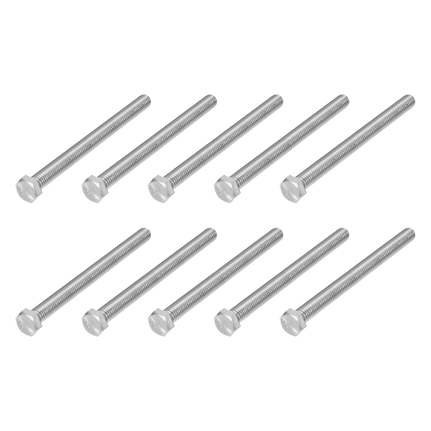 METALLIXITY Hex Head Bolts (3/8-16 x 6) 20Pcs, 304 Stainless Steel 18-8, Fully Threaded, External Hex Drive, Plain Finish, Hex Head Screw Bolt, Silver